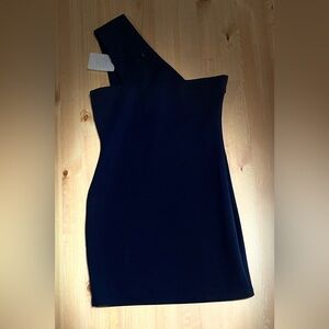 New One-Shoulder Navy blue mini Dress